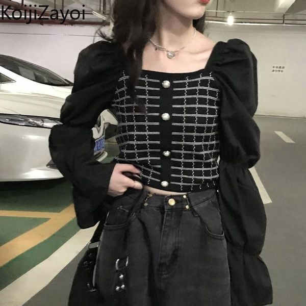 women's blouses & shirts koijizayoi 2021 vintage plaid women puff long sleeve square collar slim fashion korean ladies button-up crop, White
women's blouses & shirts koijizayoi 2021 vintage plaid women puff long sleeve square collar slim fashion korean ladies button-up crop, White