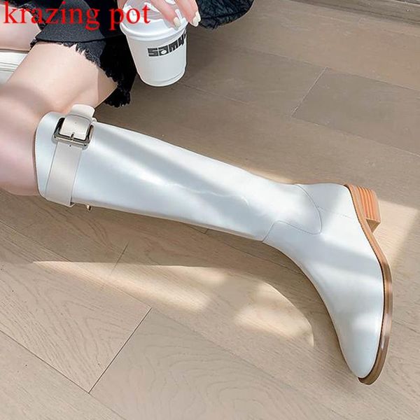 boots krazing pot full grain leather med heels riding round toe winter zipper european brand metal buckle model knee-high, Black
boots krazing pot full grain leather med heels riding round toe winter zipper european brand metal buckle model knee-high, Black