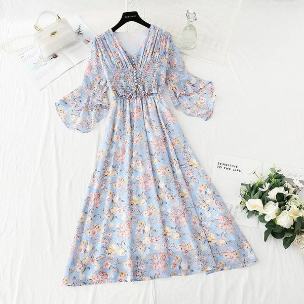 party dresses 2021 women summer dress fashion floral high waist sweet chiffon long korean style v-neck flare sleeves beach, White;black
party dresses 2021 women summer dress fashion floral high waist sweet chiffon long korean style v-neck flare sleeves beach, White;black