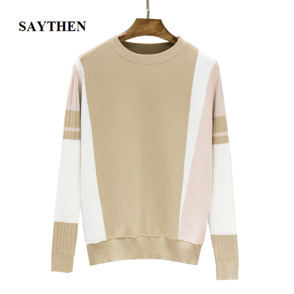 women's sweaters saythen 2021 autumn and winter women fashion o-neck striped long sleeve pullovers loose casual warm cute sweater, White;black
women's sweaters saythen 2021 autumn and winter women fashion o-neck striped long sleeve pullovers loose casual warm cute sweater, White;black
