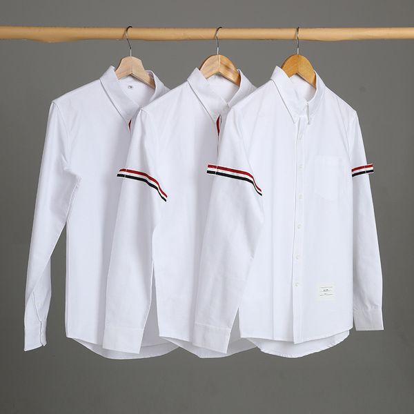bg1027 shirt red white blue stripe oxford spinning shirt men's and women's classic couple white casual slim top, White;black
bg1027 shirt red white blue stripe oxford spinning shirt men's and women's classic couple white casual slim top, White;black