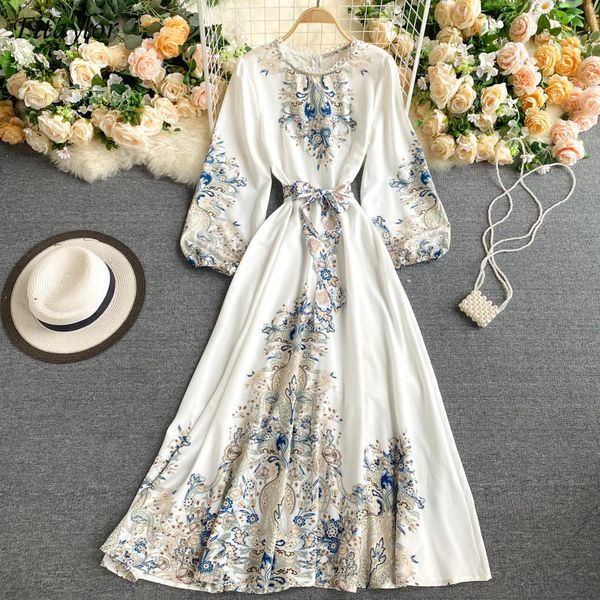 casual dresses autumn women vintage print lantern sleeve sashes tie up zipper back o neck high waist elegant u7g8, Black;gray
casual dresses autumn women vintage print lantern sleeve sashes tie up zipper back o neck high waist elegant u7g8, Black;gray