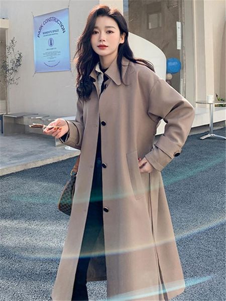 women's trench coats windbreaker spring autumn korean fashion loose solid color high-quality single-breasted long sleeve feminine coat0, Tan;black
women's trench coats windbreaker spring autumn korean fashion loose solid color high-quality single-breasted long sleeve feminine coat0, Tan;black