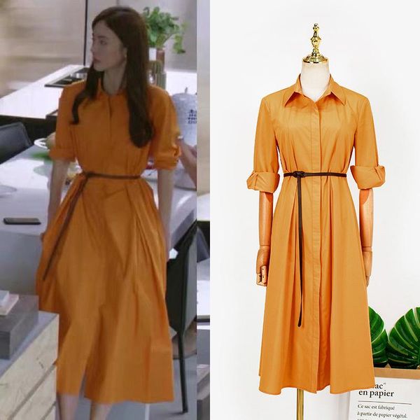 women's wool & blends jinchen beifrog nanyuan same early autumn temperament simple long sleeve shirt skirt lapel waist orange knee a-sh, Black
women's wool & blends jinchen beifrog nanyuan same early autumn temperament simple long sleeve shirt skirt lapel waist orange knee a-sh, Black