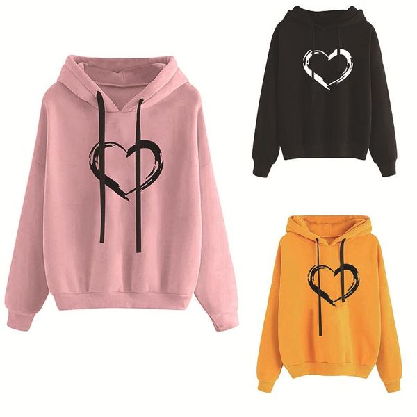 women's hoodies & sweatshirts korean style drawstring hoodie harajuku street heart print sweatshirt cute poleron simple fashion casual, Black
women's hoodies & sweatshirts korean style drawstring hoodie harajuku street heart print sweatshirt cute poleron simple fashion casual, Black