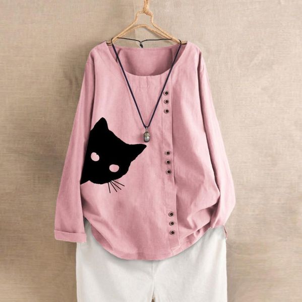 plus size womens shirts fashion cotton linen cat print floral blouse casual buttons loose v neck female long sleeve, White
plus size womens shirts fashion cotton linen cat print floral blouse casual buttons loose v neck female long sleeve, White