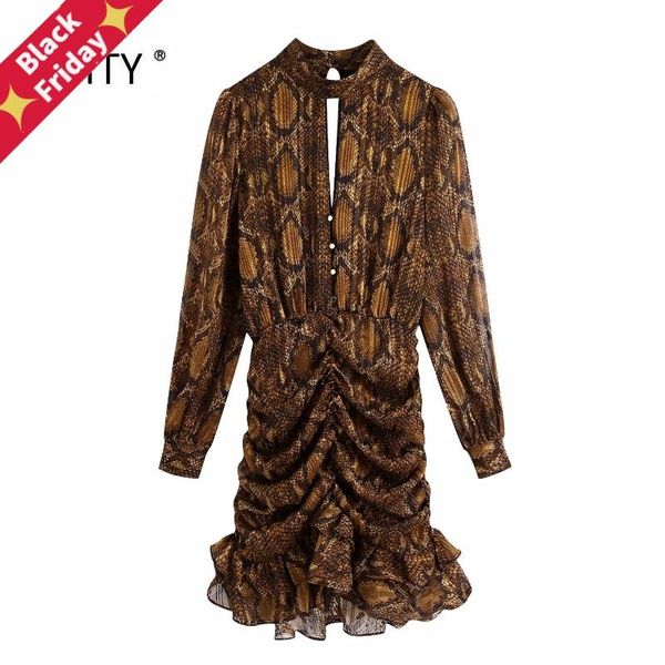 zevity women stand collar snake skin print hem ruffles pleated mini dress female front hole long sleeve vestido ds4625 casual dresses, Black;gray
zevity women stand collar snake skin print hem ruffles pleated mini dress female front hole long sleeve vestido ds4625 casual dresses, Black;gray