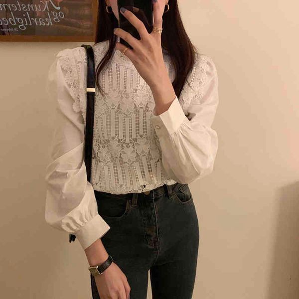 blouses spring chic lace women shirts retro stand collar elegance all match female high street blouses, White
blouses spring chic lace women shirts retro stand collar elegance all match female high street blouses, White