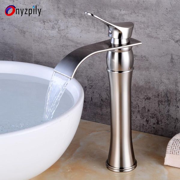 bathroom sink faucets waterfall spout basin tap single handle vessel deck mounted high body brushed nickel
bathroom sink faucets waterfall spout basin tap single handle vessel deck mounted high body brushed nickel