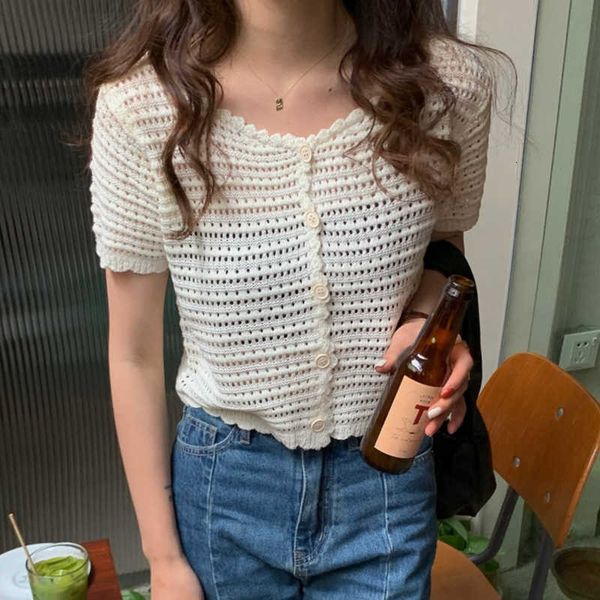 women's t-shirt v-neck knitted summer t-shirts women short sleeve casual sweet single breasted shirts elegant hollow out stre, White
women's t-shirt v-neck knitted summer t-shirts women short sleeve casual sweet single breasted shirts elegant hollow out stre, White