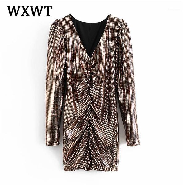 fashion women rose gold sequin pleated dress autumn v neck long sleeve ladies mini club vestidos dwdd60303, Black;gray
fashion women rose gold sequin pleated dress autumn v neck long sleeve ladies mini club vestidos dwdd60303, Black;gray