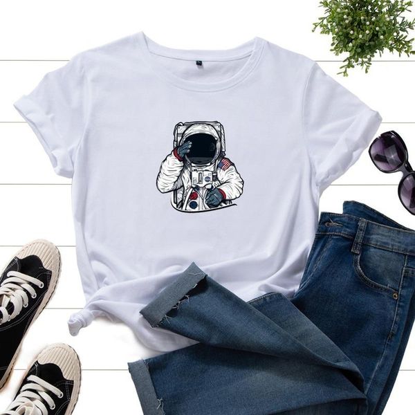 women's t-shirt summer women cotton 100% short sleeve astronaut print female fashion graphic clothes ladies casual regular loose tee to, White
women's t-shirt summer women cotton 100% short sleeve astronaut print female fashion graphic clothes ladies casual regular loose tee to, White