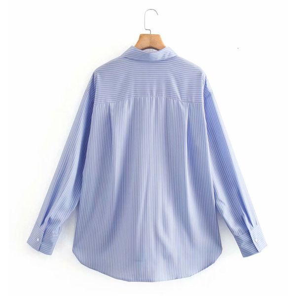 blouses vintage spring new long-sleeved lapel women's blue fashion striped loose simplicity single breasted shirt chic female, White
blouses vintage spring new long-sleeved lapel women's blue fashion striped loose simplicity single breasted shirt chic female, White