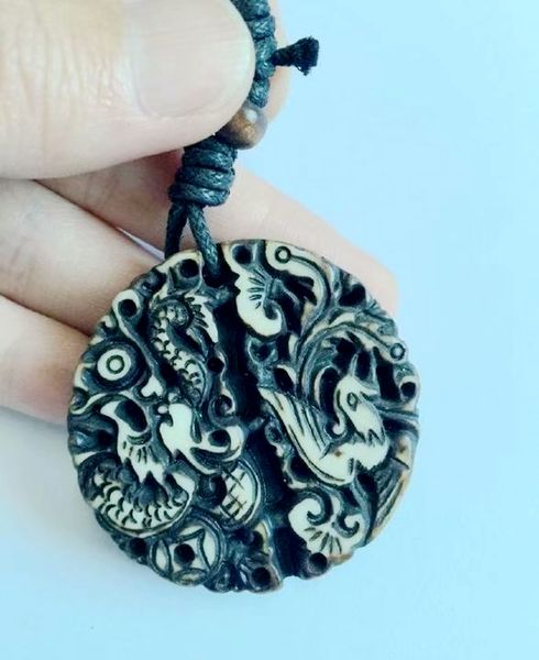 12 pcs accessories carved dark color dragon and phoenix rock round design necklace gifts, Silver
12 pcs accessories carved dark color dragon and phoenix rock round design necklace gifts, Silver