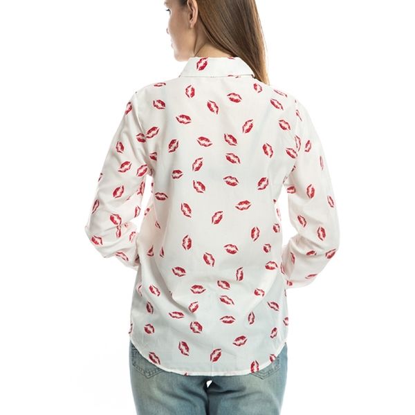 new womens casual fashion shirt lapel long sleeve lip printed plaid bottoming shirt chiffon shirt, White
new womens casual fashion shirt lapel long sleeve lip printed plaid bottoming shirt chiffon shirt, White