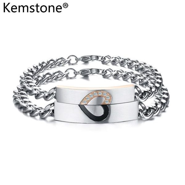 link, chain kemstone romantic stainless steel cz black/rose gold color heart puzzle couple link bracelet men women jewelry gift
link, chain kemstone romantic stainless steel cz black/rose gold color heart puzzle couple link bracelet men women jewelry gift