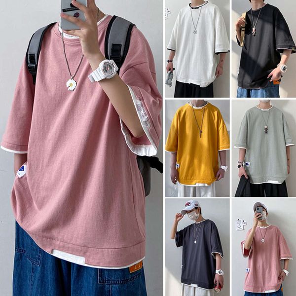 summer men's fake two short sleeve fashion brand fat t-shirt loose 5-sleeve, White;black
summer men's fake two short sleeve fashion brand fat t-shirt loose 5-sleeve, White;black