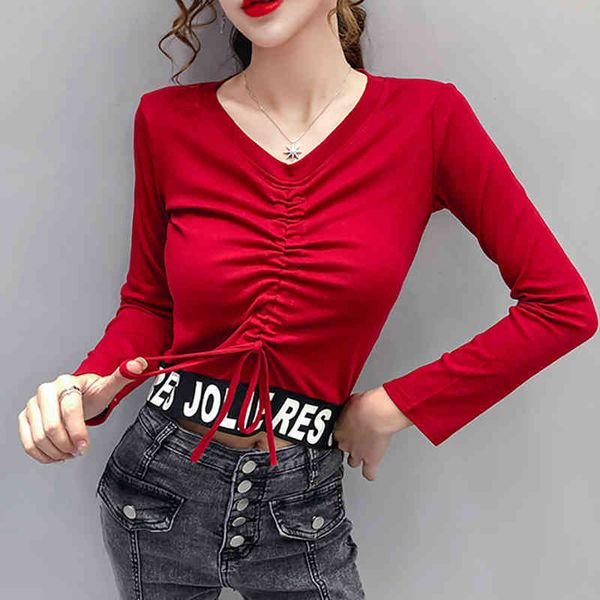 women's t-shirt shintimes red letter print short t women long sleeve shirring fall cotton female woman tee femme 3tyq, White
women's t-shirt shintimes red letter print short t women long sleeve shirring fall cotton female woman tee femme 3tyq, White