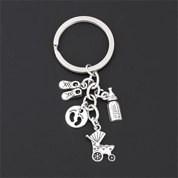 10pcbaby cart milk bottle charms keychain mini footprints keyring father and mothers day gift jewelry supplies e2690, Silver
10pcbaby cart milk bottle charms keychain mini footprints keyring father and mothers day gift jewelry supplies e2690, Silver
