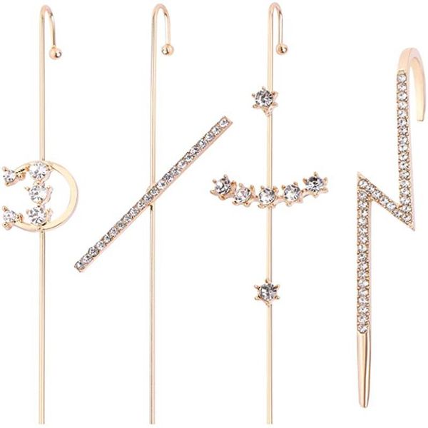 hoop & huggie 4 pieces ear wrap crawler hook earrings gold-plated crystal cuffs climbers piercing for women girls valentine, Golden;silver
hoop & huggie 4 pieces ear wrap crawler hook earrings gold-plated crystal cuffs climbers piercing for women girls valentine, Golden;silver