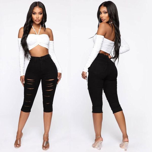 women's jeans women calf-length hole summer large size skinny elastic stretch wash denim pants ripped, Blue
women's jeans women calf-length hole summer large size skinny elastic stretch wash denim pants ripped, Blue