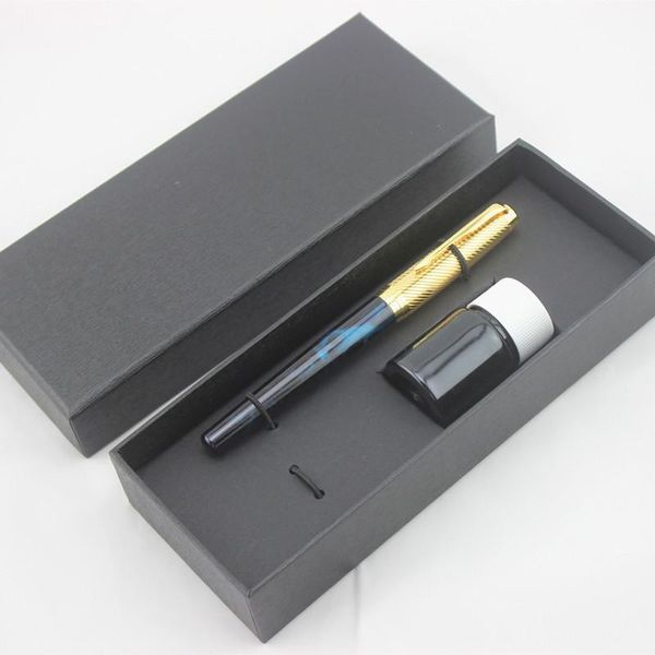 

fountain pens writing stationery promotion dika wen luxury black and silver 0.38mm extra fine nib pen metal steel ink for gift