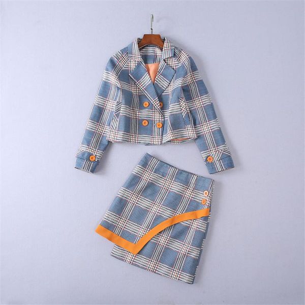 women's two piece pants 2021 autumn skirts suits women fashion double-breasted plaid short jacket coat + high waist irregular set, White
women's two piece pants 2021 autumn skirts suits women fashion double-breasted plaid short jacket coat + high waist irregular set, White
