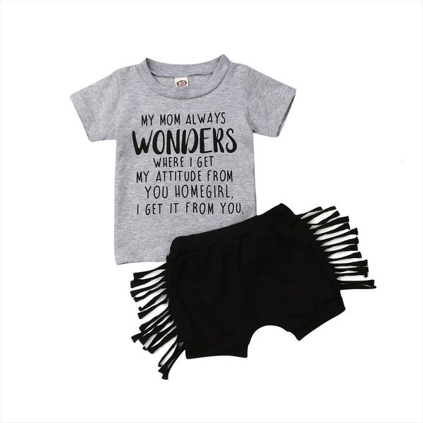 toddler baby girl summer clothes sets letter short sleeve tassel shorts 2pcs outfit set, White
toddler baby girl summer clothes sets letter short sleeve tassel shorts 2pcs outfit set, White
