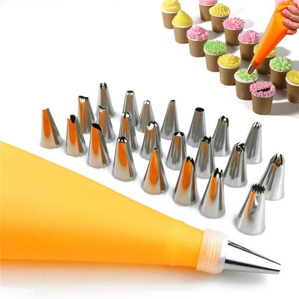 baking & pastry tools 26pcs/set russian icing piping tips silicone cream bag stainless steel nozzle set diy cake decorating
baking & pastry tools 26pcs/set russian icing piping tips silicone cream bag stainless steel nozzle set diy cake decorating