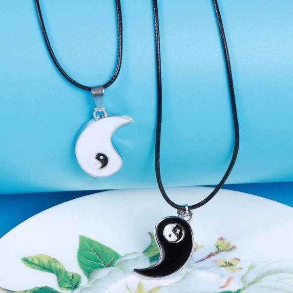 pendant necklaces 1 pair alloy bagua tai chi ying yang necklace for friend couple (leather chain), Silver
pendant necklaces 1 pair alloy bagua tai chi ying yang necklace for friend couple (leather chain), Silver