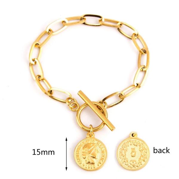 charm bracelets coin medal bracelet for women stainless steel toggle gold/silver metal medalla pulsera femme, Golden;silver
charm bracelets coin medal bracelet for women stainless steel toggle gold/silver metal medalla pulsera femme, Golden;silver