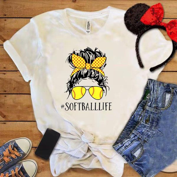 women's t-shirt softball life shirt funny sports ball printing women casual vacation tee aesthetic ladys vogue, White
women's t-shirt softball life shirt funny sports ball printing women casual vacation tee aesthetic ladys vogue, White