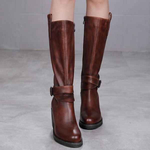 boots genuine leather winter women shoes 2021 zip round toe sewing handmade retro casual platform long mujer, Black
boots genuine leather winter women shoes 2021 zip round toe sewing handmade retro casual platform long mujer, Black