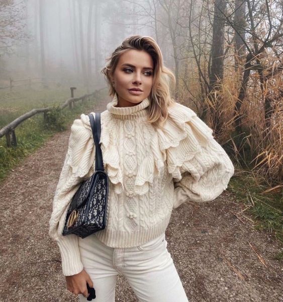 sweater sweaters women 2021 winter fashion ruffled chic sweet lantern sleeve laminated high neck knitted vintage pullovers jumpers, White;black
sweater sweaters women 2021 winter fashion ruffled chic sweet lantern sleeve laminated high neck knitted vintage pullovers jumpers, White;black