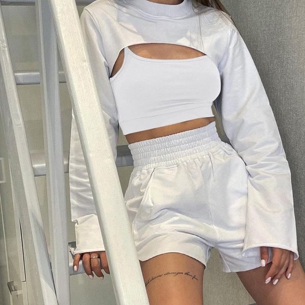 women's tracksuits yimunancy 3-piece sports long-sleeved + suspender high waist shorts 2021 autumn casual hoodie set, Gray
women's tracksuits yimunancy 3-piece sports long-sleeved + suspender high waist shorts 2021 autumn casual hoodie set, Gray