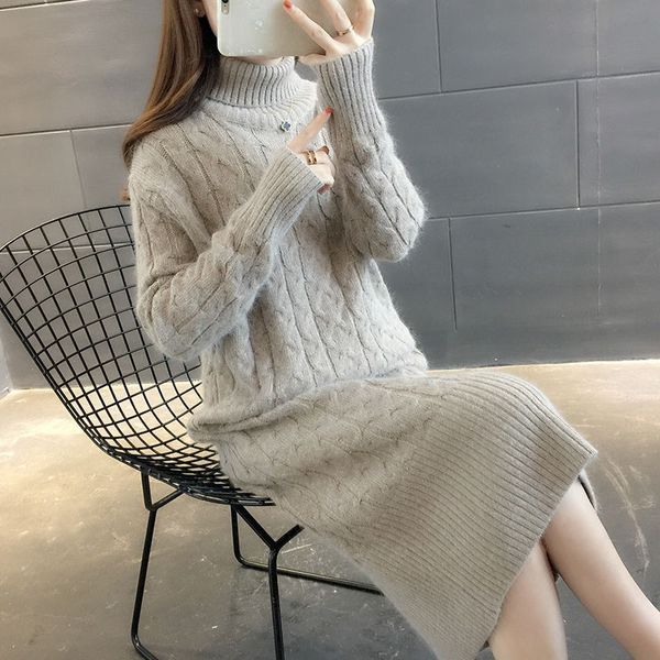 2021 autumn winter women turtleneck loose long sleeve sweater pullovers female casual thick warm sweater solid knitted dress z39, Black;gray
2021 autumn winter women turtleneck loose long sleeve sweater pullovers female casual thick warm sweater solid knitted dress z39, Black;gray