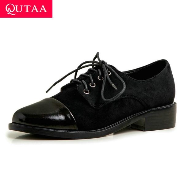 dress shoes qutaa 2021 square heel pu leather flock concise women single spring autumn casual round toe lace up ladies pumps size34-43, Black
dress shoes qutaa 2021 square heel pu leather flock concise women single spring autumn casual round toe lace up ladies pumps size34-43, Black