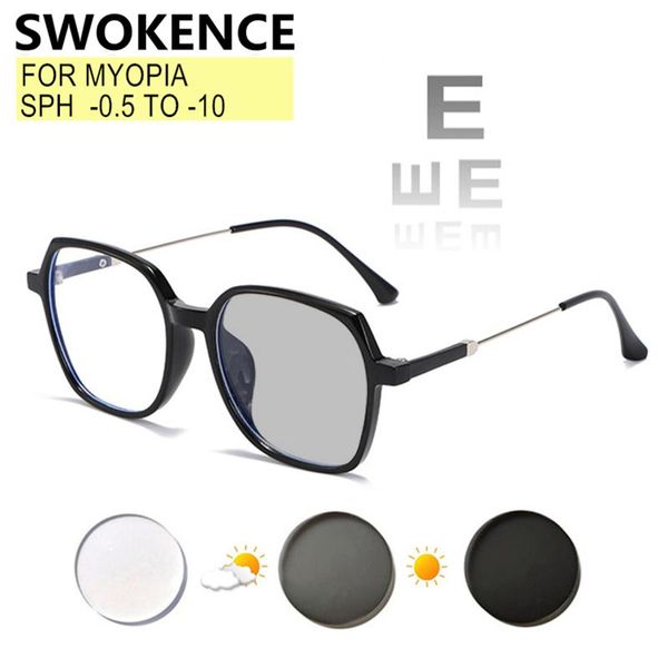 sunglasses swokence myopia glasses prescription -0.5 to -10 women men tr90 frame astigmatism customizable pochromic anti blue light f531, White;black 
sunglasses swokence myopia glasses prescription -0.5 to -10 women men tr90 frame astigmatism customizable pochromic anti blue light f531, White;black