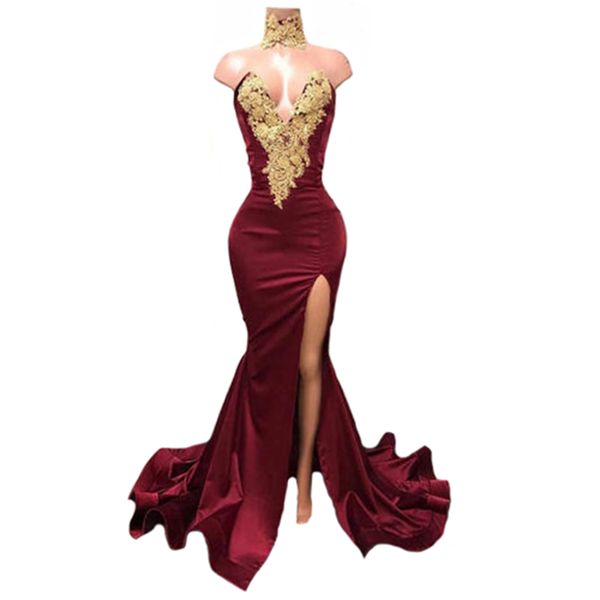 women trumpet sweetheart satin dresses long mermaid sleeveless sweep train appliques formal evening party gowns high side split robe de soir, Black
women trumpet sweetheart satin dresses long mermaid sleeveless sweep train appliques formal evening party gowns high side split robe de soir, Black