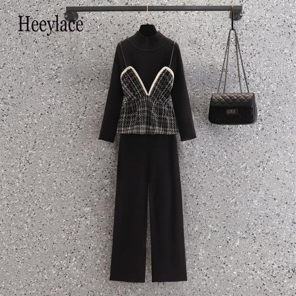 women's two piece pants plus size autumn winter warm 3 pieces set office ladies elegant straps tweed vest +basic knitted sweater+wide l, White
women's two piece pants plus size autumn winter warm 3 pieces set office ladies elegant straps tweed vest +basic knitted sweater+wide l, White