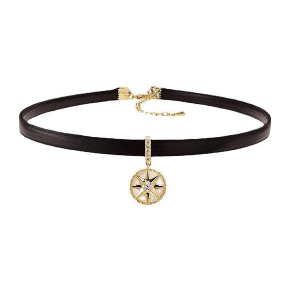 chokers six pointed star pendant necklace, black leather cord ladies fashionable neck decoration, Golden;silver
chokers six pointed star pendant necklace, black leather cord ladies fashionable neck decoration, Golden;silver