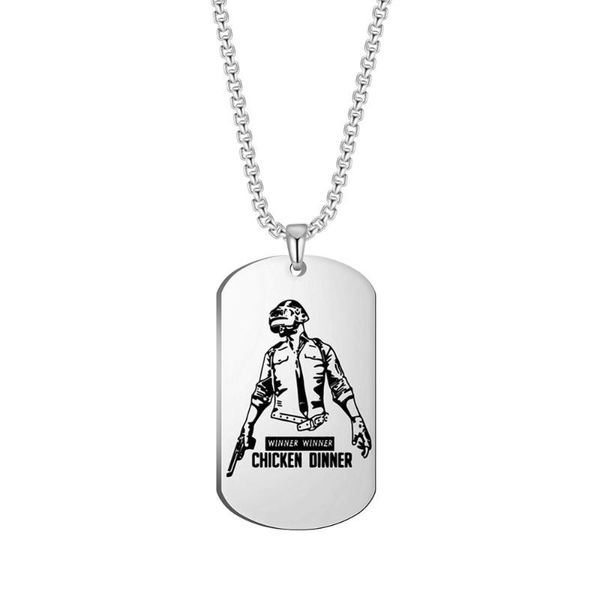 my shape stainless steel necklace for men women gun game character engraved plate pendant golden box chain punk fashion jewelry necklaces, Silver
my shape stainless steel necklace for men women gun game character engraved plate pendant golden box chain punk fashion jewelry necklaces, Silver