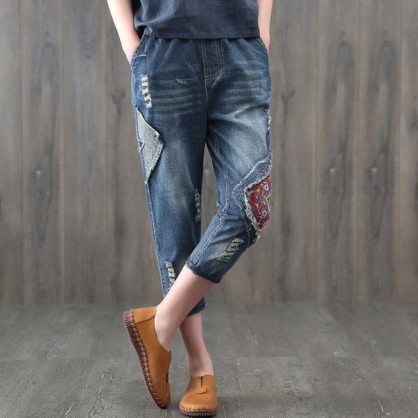women's jeans summer capris vintage elastic mid waist woman embroidery ripped for women harem denim pants plus size1 dbxp, Blue
women's jeans summer capris vintage elastic mid waist woman embroidery ripped for women harem denim pants plus size1 dbxp, Blue