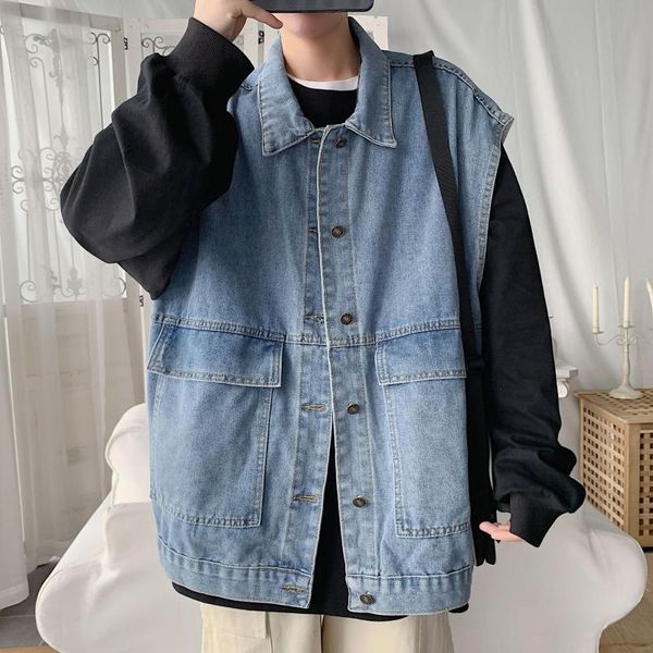 spring jacket for men casual loose denim waistcoat sleeveless vest plus size blue streetwear men's vests, Black;white
spring jacket for men casual loose denim waistcoat sleeveless vest plus size blue streetwear men's vests, Black;white