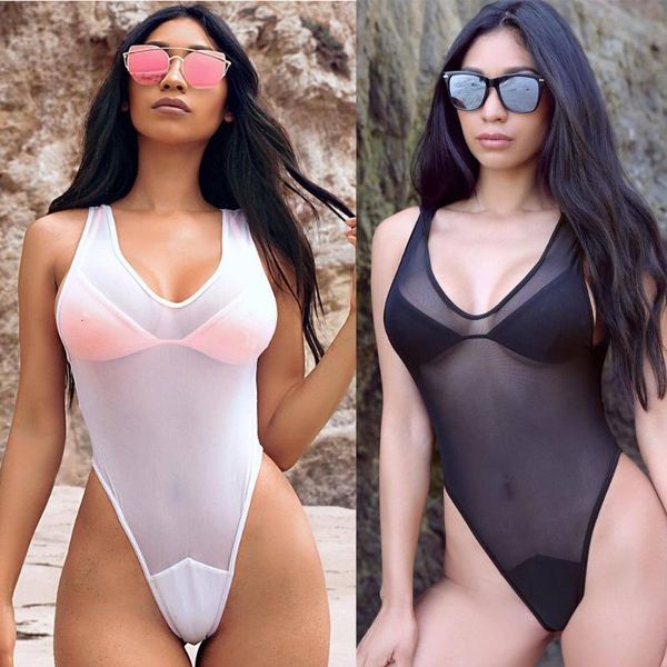new one piece swimsuit swimwear see through unpadded solid women bathing suit mesh monokini swimming outfits, White;black
new one piece swimsuit swimwear see through unpadded solid women bathing suit mesh monokini swimming outfits, White;black