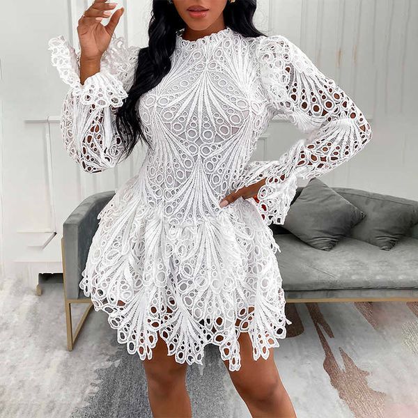 fashion clubwear women lace mini dress female mini crochet hollow-out flare sleeve lady party dress 210716, Black;gray
fashion clubwear women lace mini dress female mini crochet hollow-out flare sleeve lady party dress 210716, Black;gray
