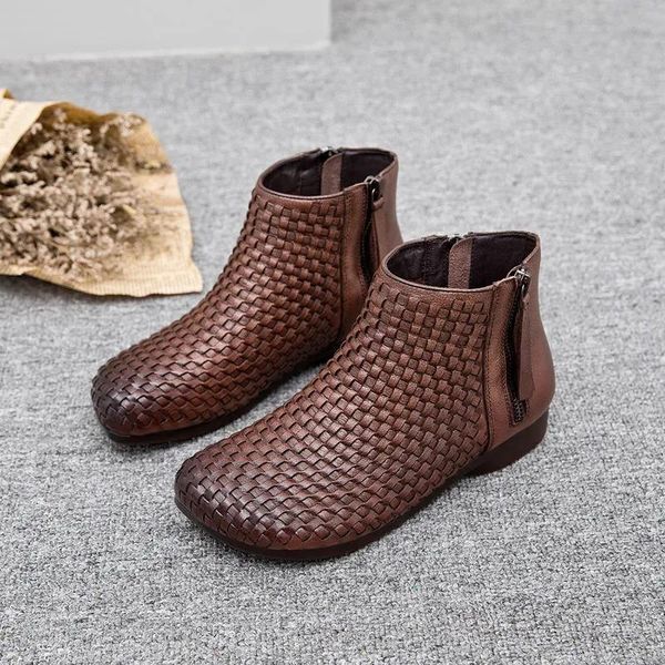 boots weave pattern ankle for women autumn flat booties comfy walking shoes laides concise short with zipper flats, Black
boots weave pattern ankle for women autumn flat booties comfy walking shoes laides concise short with zipper flats, Black