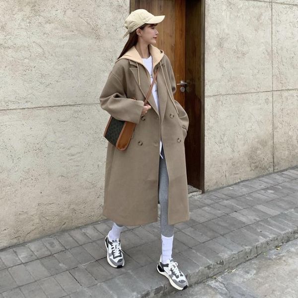 woolen coat women's fall / winter 2021 gentle wind small medium length casual two piece hooded overcoat wool & blends, Black
woolen coat women's fall / winter 2021 gentle wind small medium length casual two piece hooded overcoat wool & blends, Black