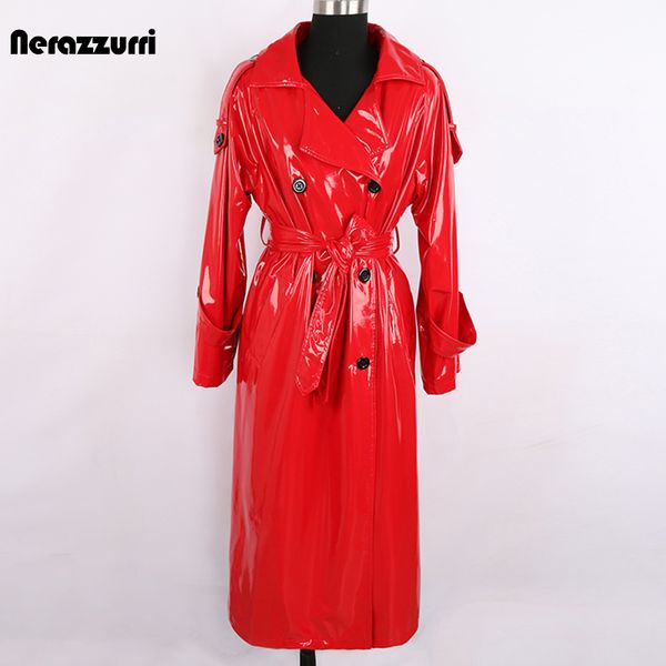 women's leather nerazzurri retrieve long red waterproof reflecting lacquer trenchcoat for women double breasted plus size fashion 5xl 6, Black
women's leather nerazzurri retrieve long red waterproof reflecting lacquer trenchcoat for women double breasted plus size fashion 5xl 6, Black