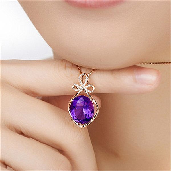 european and american fashion highend foreign trade 6 8 amethyst large stone pendant internet celebrity roseplated colored gemstone neckla, Silver
european and american fashion highend foreign trade 6 8 amethyst large stone pendant internet celebrity roseplated colored gemstone neckla, Silver